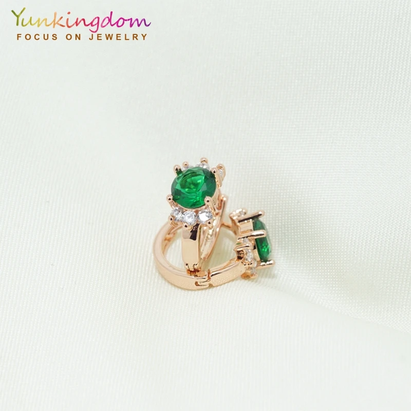 Yunkingdom круглые зеленые кубические циркониевые геометрические серьги-кольца