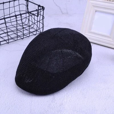 Новая мода лето женский берет шляпа Британский Повседневный кепки Gorras льняные солнцезащитные очки мужской солнцезащитный козырек дышащий соломенный берет кость - Цвет: Black