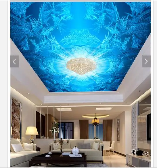 

Custom 3d photo wallpaper 3d ceiling wallpaper murals Blue dream ice crystal ceiling frescoes 3d room wallpaper