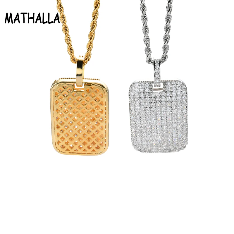 

Full Iced Out Cubic Zircon Stone Square Pendant Matching Chain