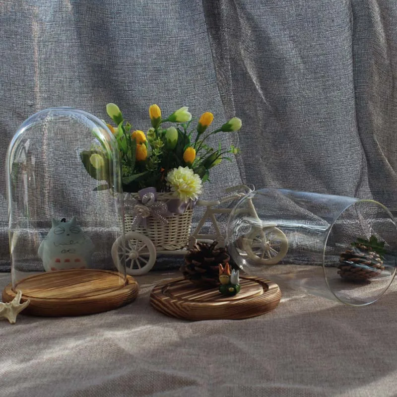 Креативная стеклянная подставка из цельной древесины прозрачное стекло