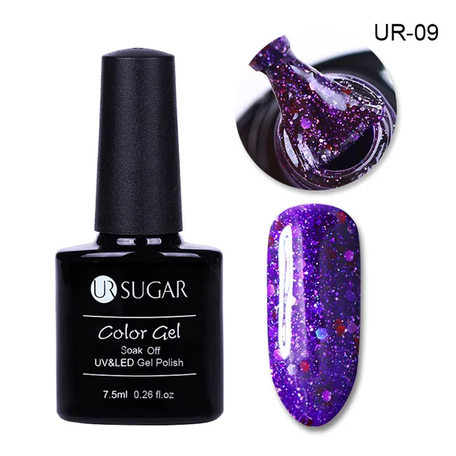 UR-09 Ur Sugar Блестящий Гель-лак для ногтей Лазерные Блестки УФ Гель-лак для ногтей впитывающийся Полупостоянный гель блестящие, дизайн ногтей лак верхнее покрытие - Цвет: UR-09