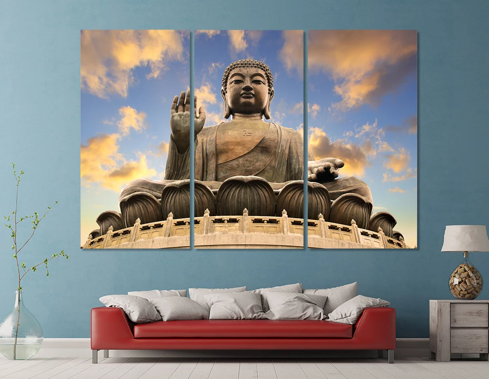 Большая статуя Будды холст картины пейзаж стены искусства комнаты Декор большие