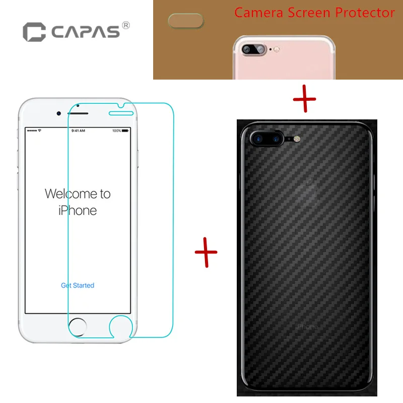 Оригинальное защитное стекло CAPAS для iPhone 7 8 Plus закаленное защита экрана задней