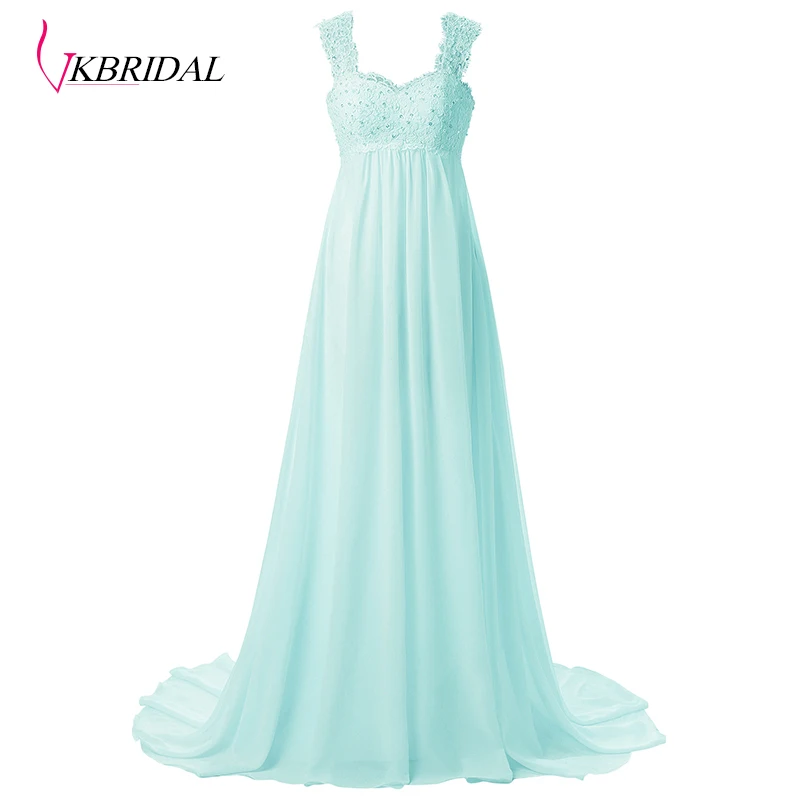 Шифоновое платье трапеция VKBRIDAL длинное подружки невесты с открытой спиной и