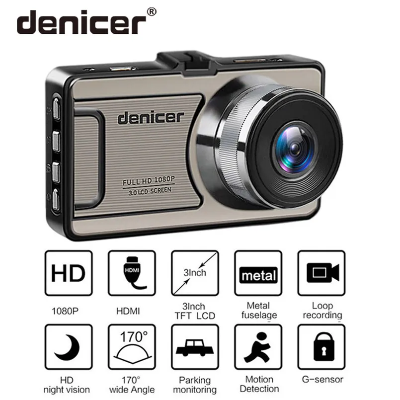 Denicer Dash camera Novatek 96658 Автомобильная камера Full HD 1080P DVR 170 градусов широкоугольный