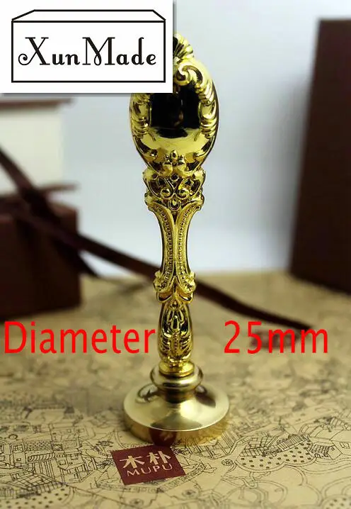 25mm gold stamp D) XunMade бренд персональный Пользовательский логотип воск печать штамп Павлин металлическая ручка штамп - Цвет: 25mm gold stamp
