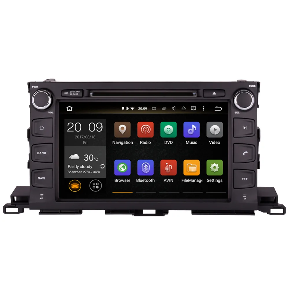 Android 8 0 Восьмиядерный 4 Гб ОЗУ автомобильное радио стерео для Toyota Highlander/XU50 Series/Kluger