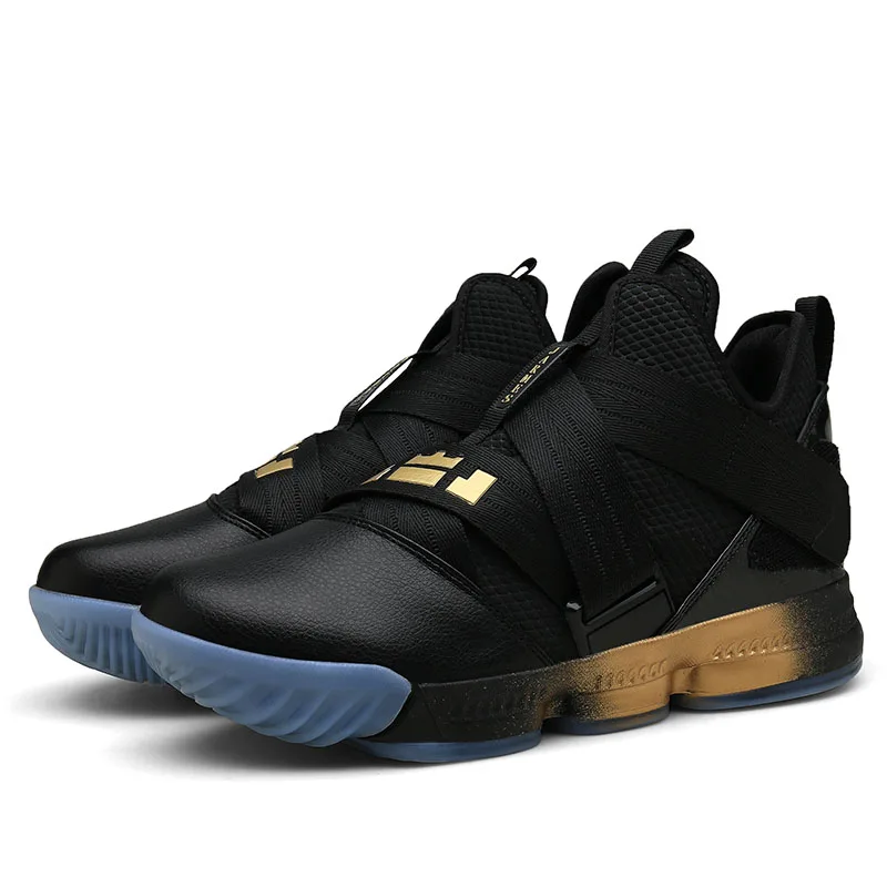 black-gold HOMASS/Лидер продаж; Баскетбольная обувь Lebron James; высокие ботинки для тренировок в тренажерном зале; ботильоны; уличные мужские кроссовки; спортивная обувь - Цвет: black-gold