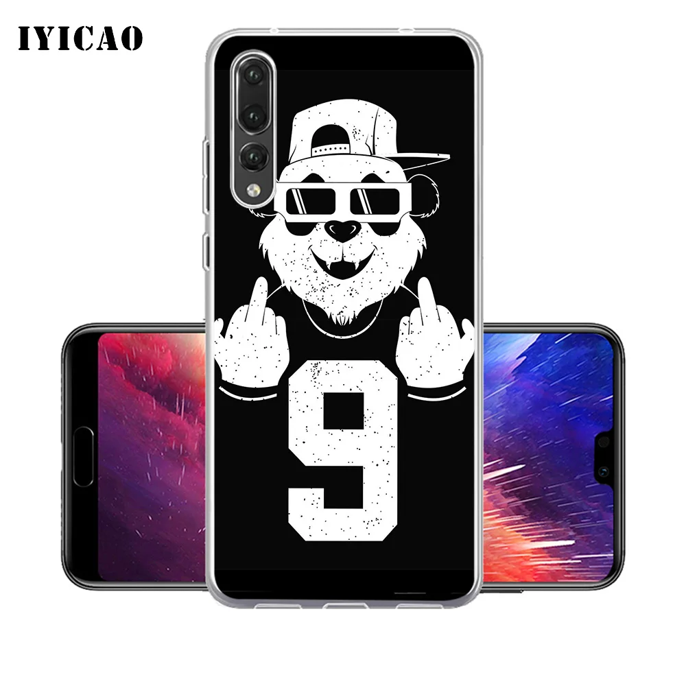 IYICAO funny cartoon panda Soft Silicone Phone Case for Huawei P30 P20 Pro P10 P9 P8 Lite P Smart TPU Cover | Мобильные телефоны и