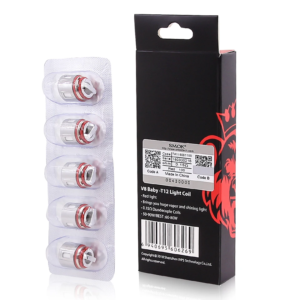 SMOK V8 Baby T12 катушка для TFV8 Tank ядро с красным светом атомайзер электронной