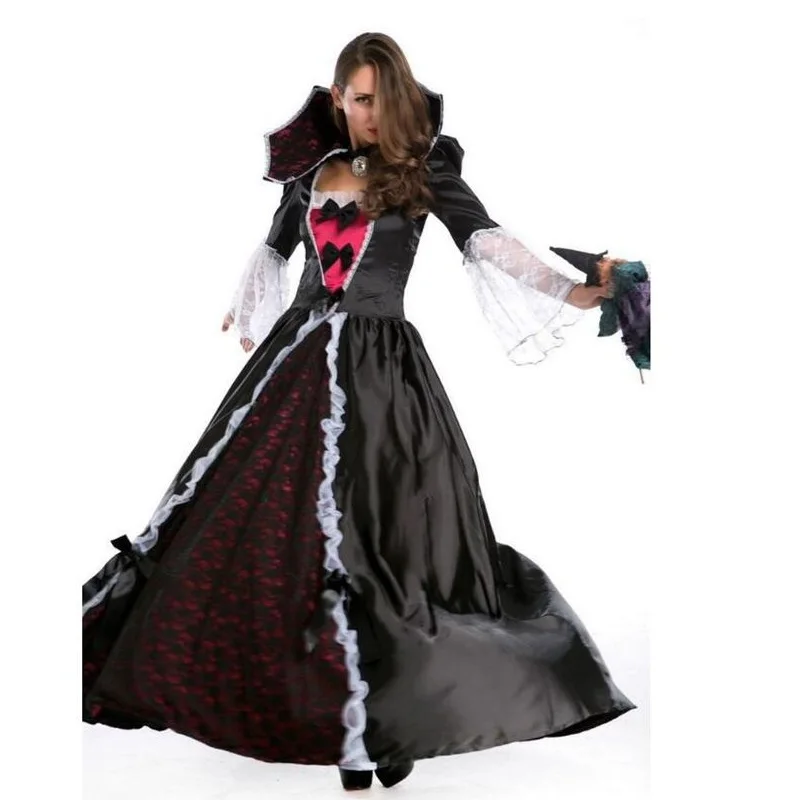 Маскарад Карнавал Черная Королева длинное платье для взрослых призраки