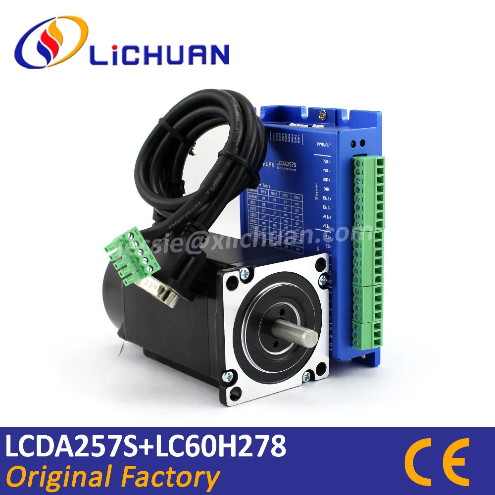 

Hot Lichuan 60 servo closed loop stepper motor driver kit nema 24 2.3nm 1.8degree 3m encoder