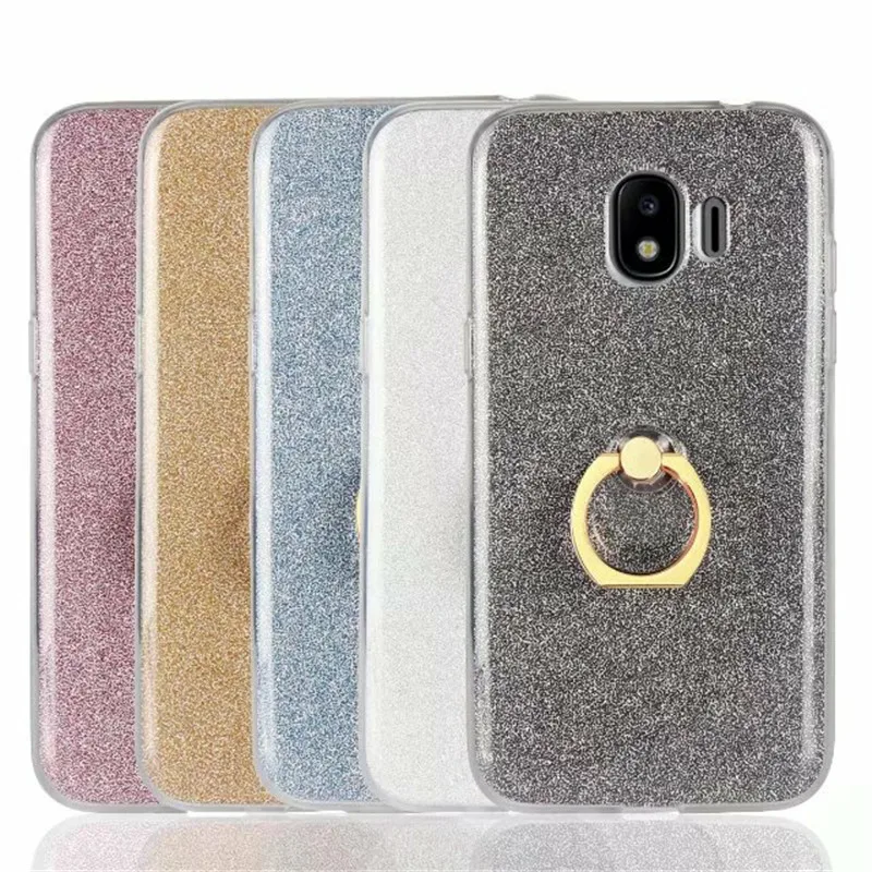 For Samsung Galaxy J2 Pro 2018 mobile phone case clear silicone soft shinning glitter cover with Ring holder |