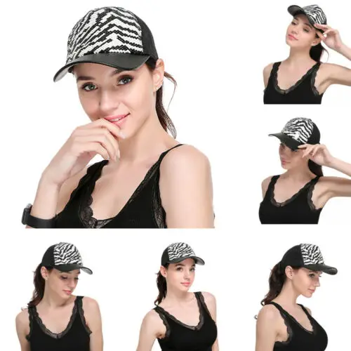 UK Женская и мужская блестящая бейсболки с блестками принтом зебры Snapback Головные