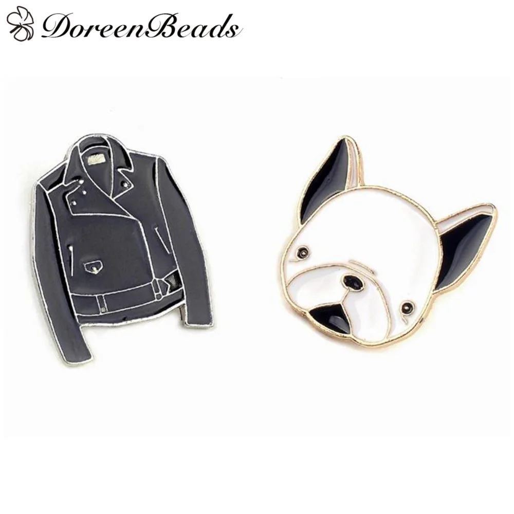 DoreenBeads 1 шт. модная брошь булавки черное пальто французский бульдог аксессуары