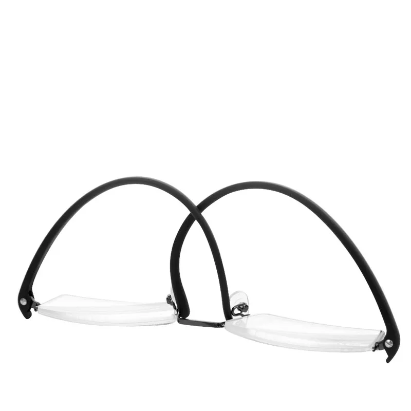 Гибкий чёрного Tr90 с плоскими стеклами и половинной рамкой полу без оправы для