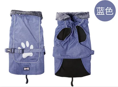 BLUE Doglemi, теплая одежда для маленьких и больших собак, зимняя куртка для собак, водонепроницаемая нейлоновая куртка для собак, дизайн собачьей лапы - Цвет: BLUE