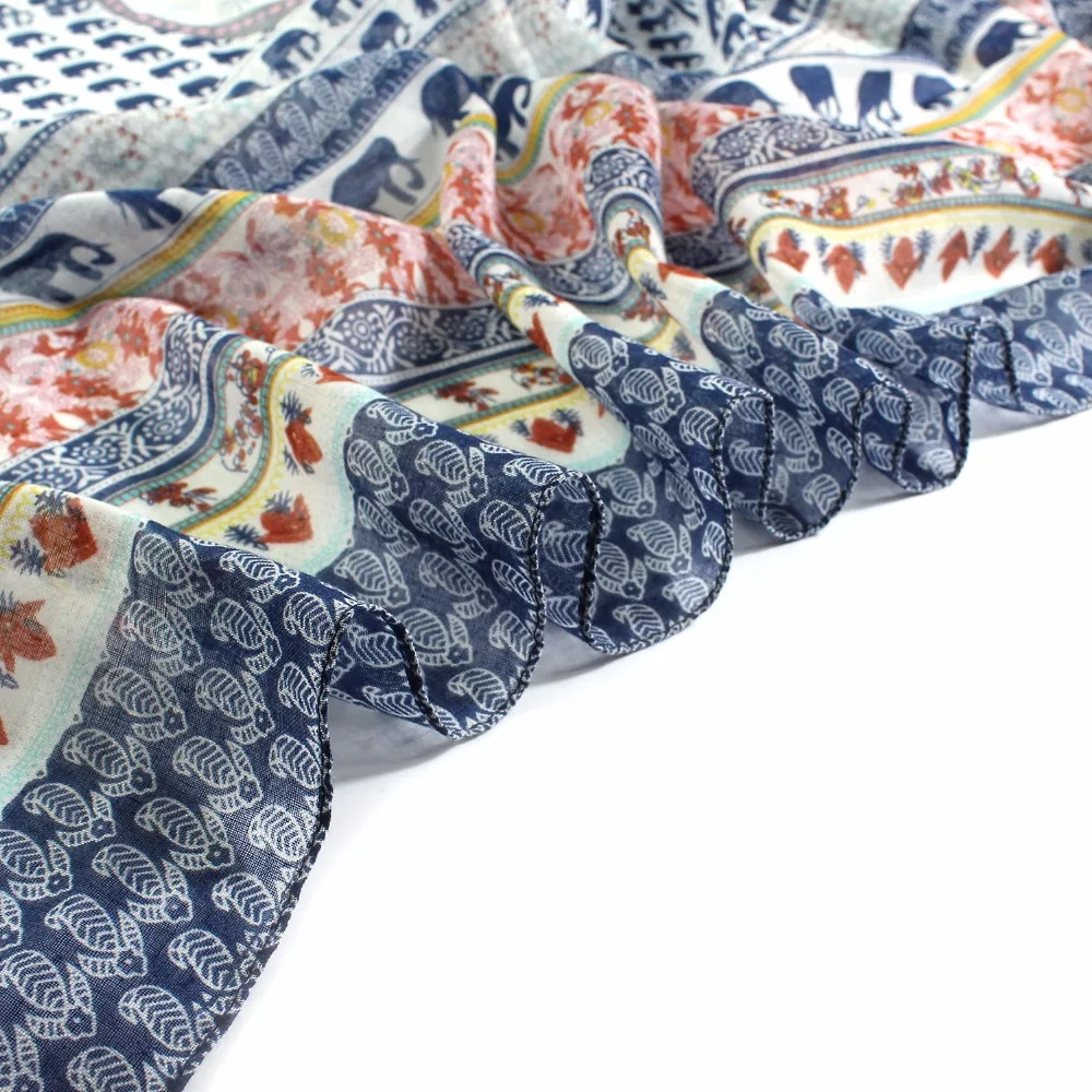 Женский шарф в этническом стиле с принтом виде слона мандалы|floral scarf|printed shawlboho