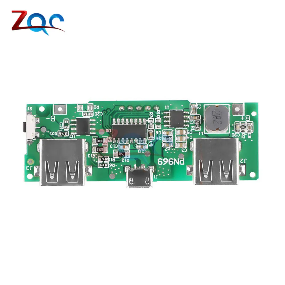 Светодиодный внешний аккумулятор с двумя входами USB Micro USB QC 18650, зарядное устройство для литиевых аккумуляторов, защита от перезаряда и короткого замыкания
