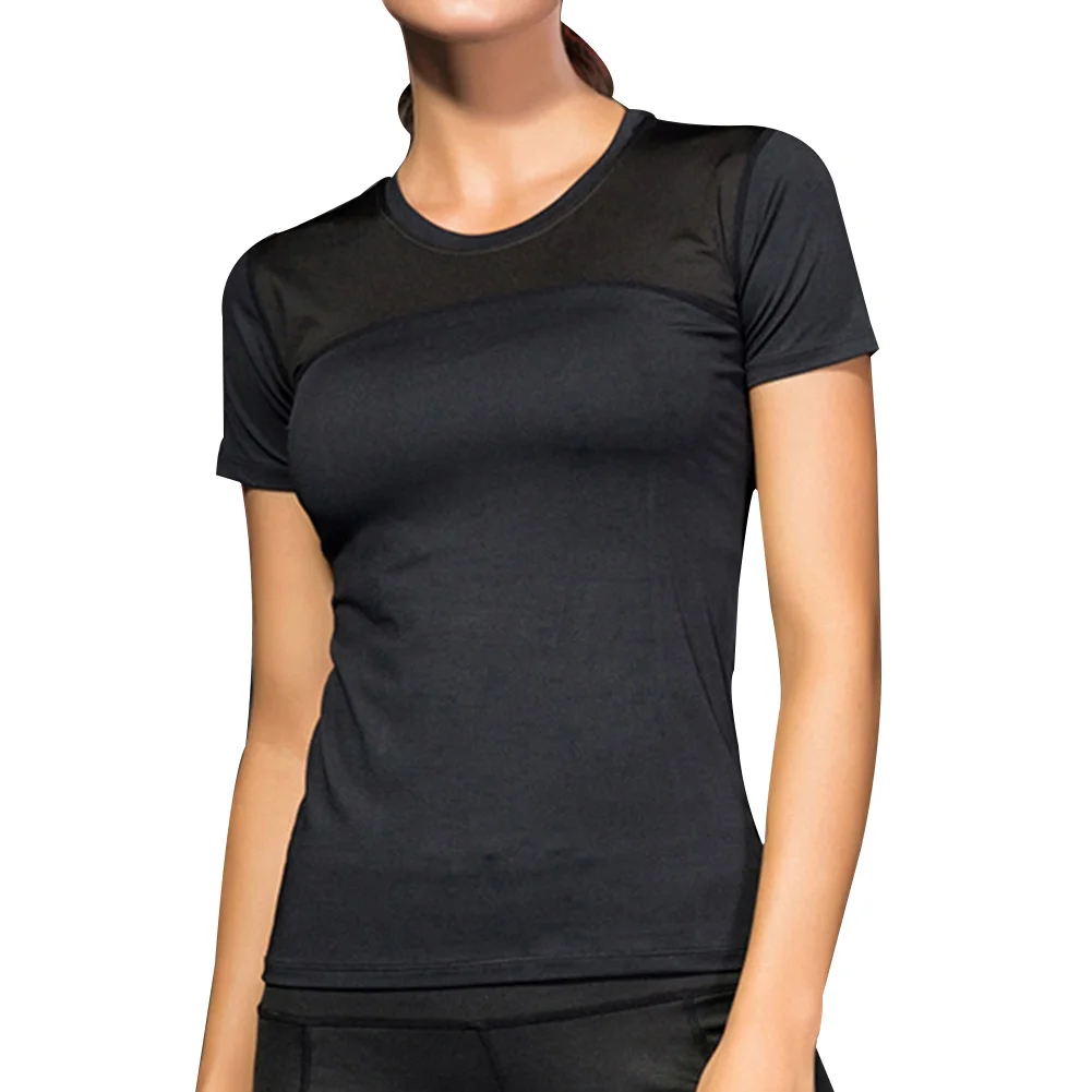 Фото Женская спортивная футболка для фитнеса с коротким рукавом сетчатая одежда