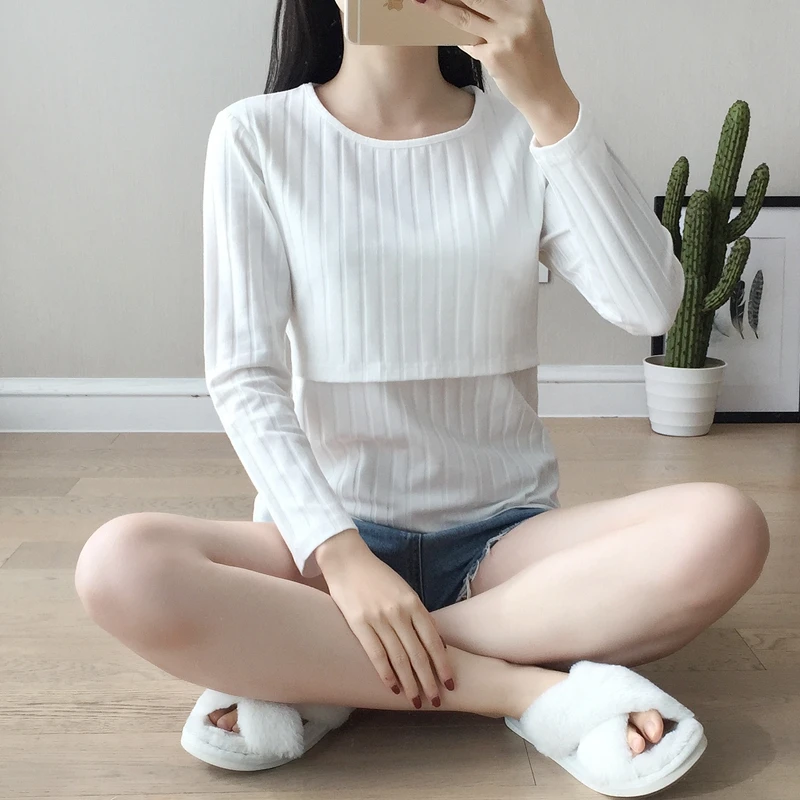 Long Sleeve Maternity Nursing Tops Pregnancy Breastfeeding Tees Shirt Clothes For Pregnant Women Wear Feedding Top Clothing | Мать и