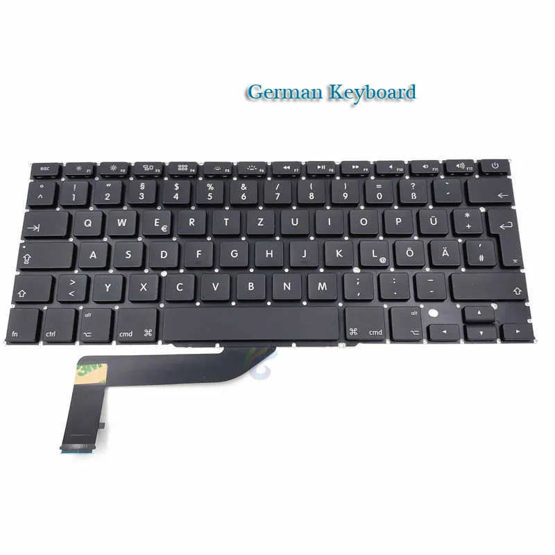 German Layout A1398 клавиатура для ноутбука Macbook Pro retina 1" US/UK/французский/испанский/немецкий/русский/итальянский/корейский клавиатура 2012 2013 - Цвет: German Layout