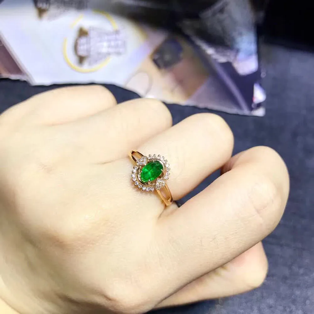 

gemstone jewelry factory wholesale classic luxury 18k yellow gold South Africa real diamond natural emerald gold ring for women