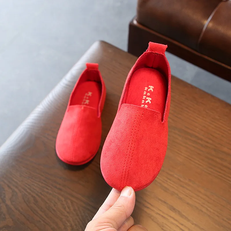 2018 Autumn Kids Flock PU Leather Casual Shoes Boys Loafer girl Slip-on children Soft Breathable candy color sneaker |