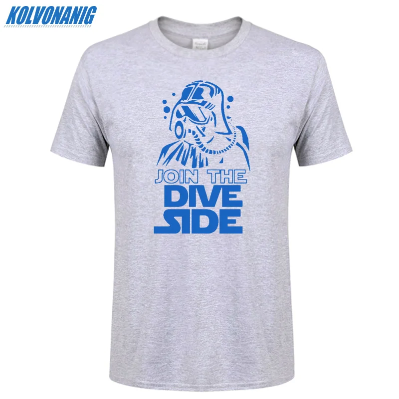 Футболка с забавным принтом JOIN THE DIVE SIDE DARK подводный принт Хлопковая мужская одежда с коротким рукавом и круглым вырезом брендовая футболка размера плюс - Цвет: Gray 02