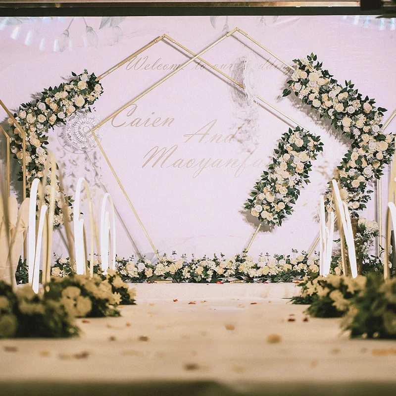 

50/100cm custom wedding flower wall arrangement supplies silk peonies artificial flower row decor for wedding iron arch backdrop