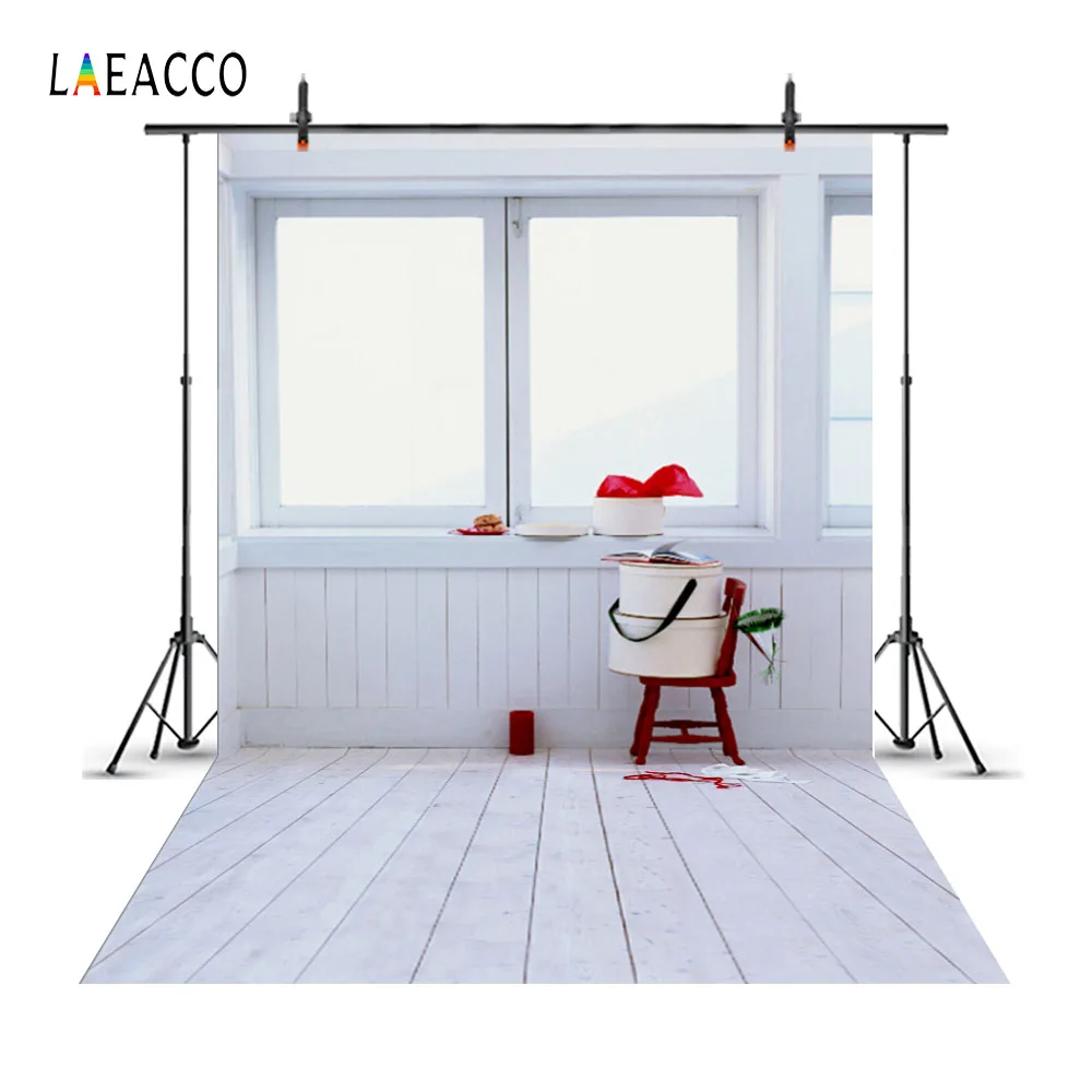 

Laeacco Gray Wooden Room Floor Chair Dessert Window Baby Child House Interior Photography Backdrop Photocall Photo Studio
