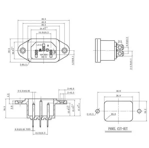 1 шт. AC10A 250Vcover разъем питания гнездо с заячьими ушками продукта водонепроницаемый