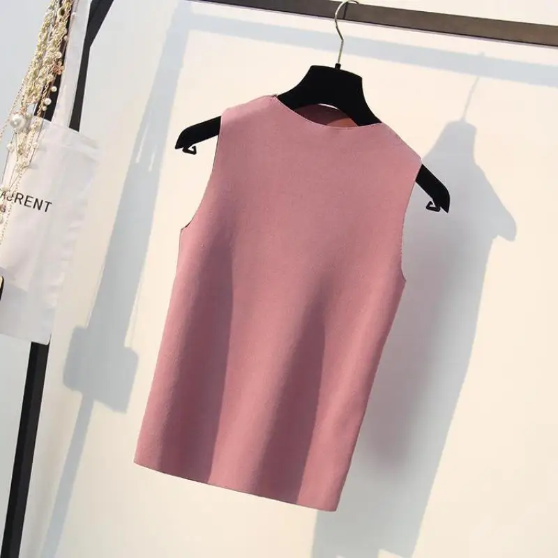 Thin Vest Women 2019 Summer New Solid Knitting Tank Tops Casual Ladies Pullovers Pink White Blue Sweaters Femme Pull Stretch | Женская