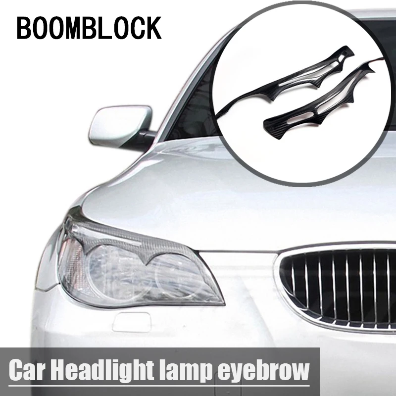 

2 шт. Автомобильные фары из углеродного волокна, крышка для бровей, внешняя отделка, наклейка, лента для BMW 5 серии E60, автомобильные стильные а...