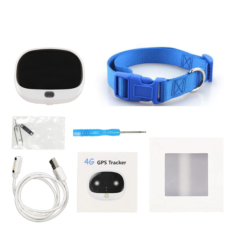 White-blue-collar 4G gps трекер V43 ошейник для домашних животных gps голосовой монитор gps трекер для домашних животных Отслеживание в реальном времени wifi локатор для кошек водонепроницаемый IP67 бесплатное приложение - Цвет: White-blue-collar