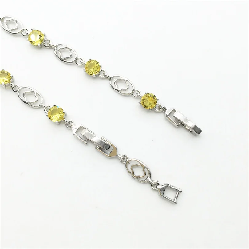 Потрясающие золотые и желтые женские браслеты на цепочке из стерлингового