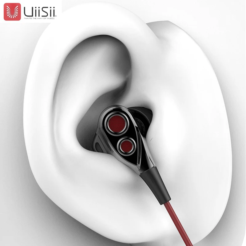 UiiSii BA T8 Hi Fi наушники вкладыши двойной Dynamaic Музыка с шумоподавлением проводные