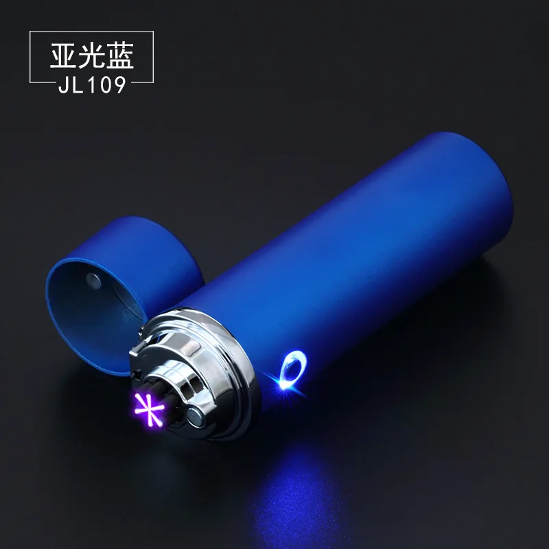 Blue matte Новинка, 6 дуговая зажигалка, Безопасная электрическая зажигалка для сигарет, металлическая перезаряжаемая USB Зажигалка, шесть крестовых дуговых импульсов для табака с сорняками - Цвет: Blue matte