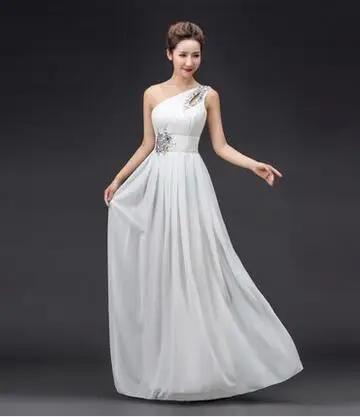 DongCMY Robe De Soire CG1020 длинное торжественное вечернее платье вечерние шифоновые на одно плечо со шнуровкой Большие размеры vestido de festa - Цвет: white