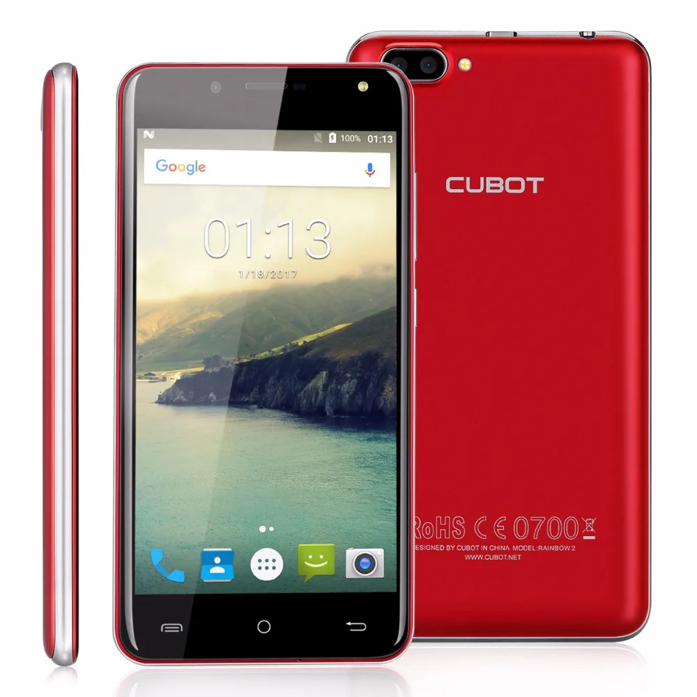 CUBOT Rainbow 2 5.0 Inch MTK6580A Quad Core Smartphone 1GB RAM 16GB ROM Rear Dual Cameras Cell Phone Android 7.0 Mobile | Мобильные