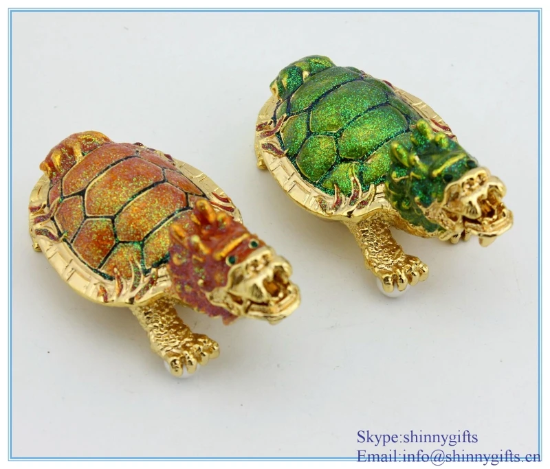 Креативная эмалированная шкатулка в форме черепахи дракона для хрустальных