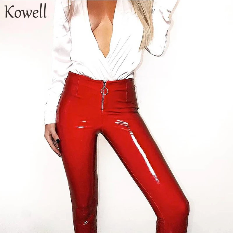 Лидер продаж женские Сексуальные облегающие брюки карандаш из искусственной