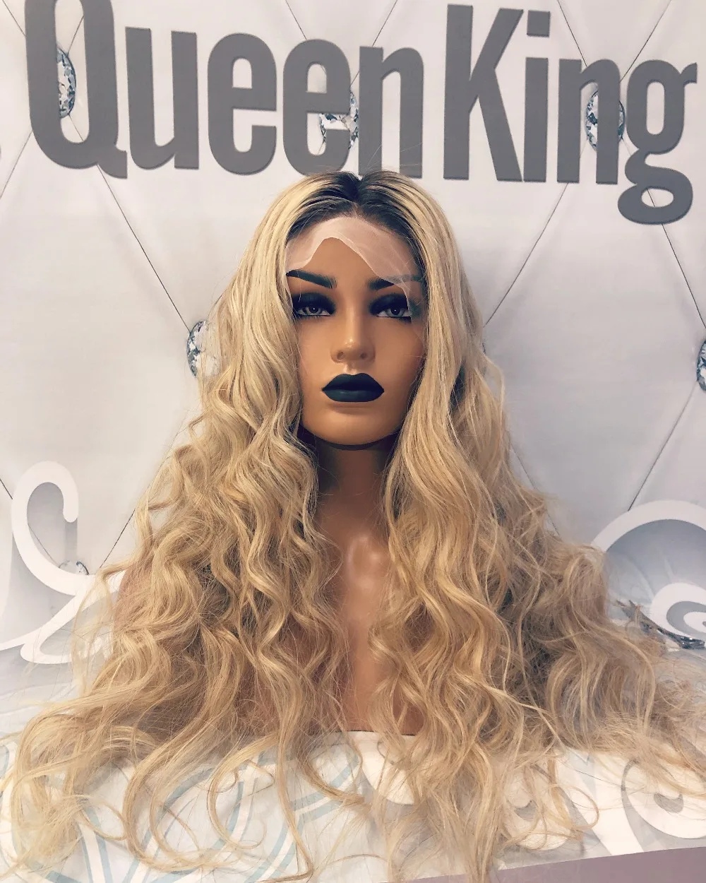 QueenKing фронтальная кружевная лента 180% Плотность Lemi Balayage Ombre Цвет парик T4/27/613