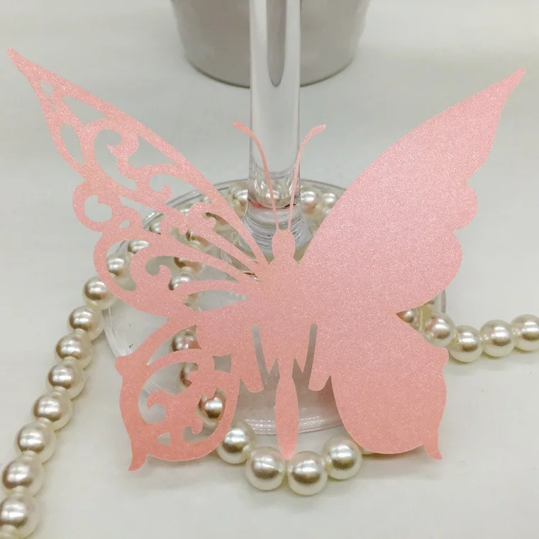 Butterfly Shape Red Wine Cup Card Laser Engraved Wedding Birthday Party Glass Table Decoration Supplies 5zSH054 | Дом и сад