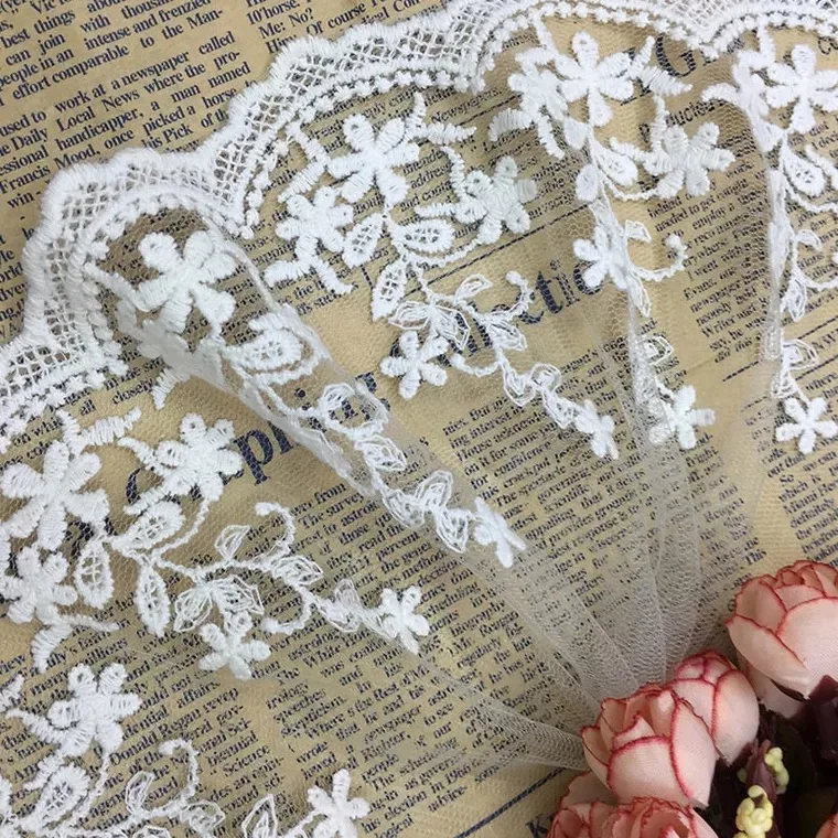 Wholesale 15Yards 15CM Width White Lace Trim Embroidery Mesh for Wedding Dress LSHB532 | Дом и сад