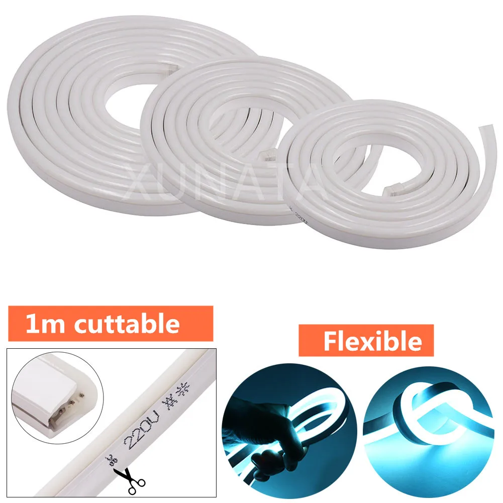 EU 220V Neon RGB Led Strip Light 5050 Ribbon Tape Waterproof Flexible LED Night Lamp 2835 120LEDs/m White/Warm White | Освещение