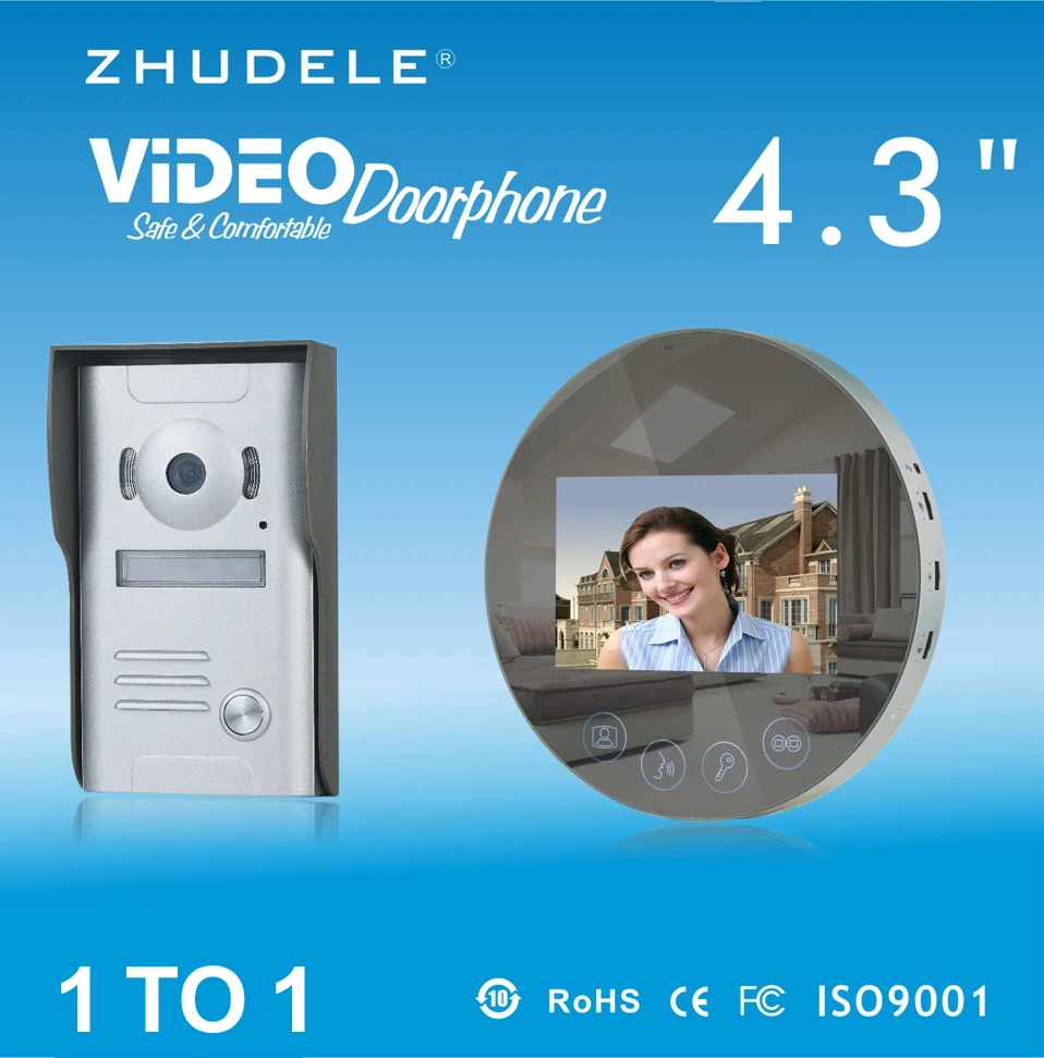 ZHUDELE Домашняя безопасность Smart4.3 &quotЖК монитор громкоговоритель домофон цветной