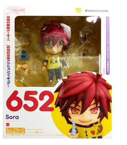 Аниме No Game No Life Nendoroid Sora 652& Shiro 653 ПВХ фигурка Коллекционная модель игрушки 10 см - Цвет: 652 with box