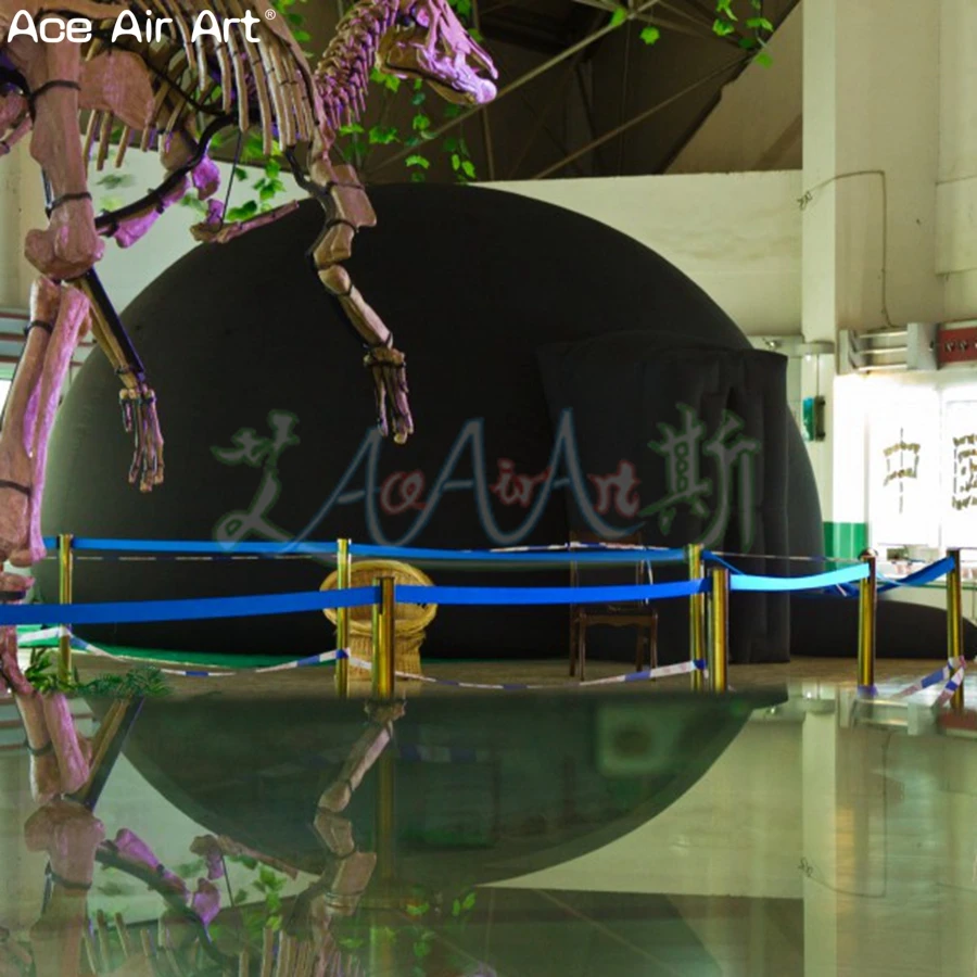 Black giant museum dome inflatable projector screen virtual reality theater marquee tent for exhibition of dinasour without ring | Игрушки и